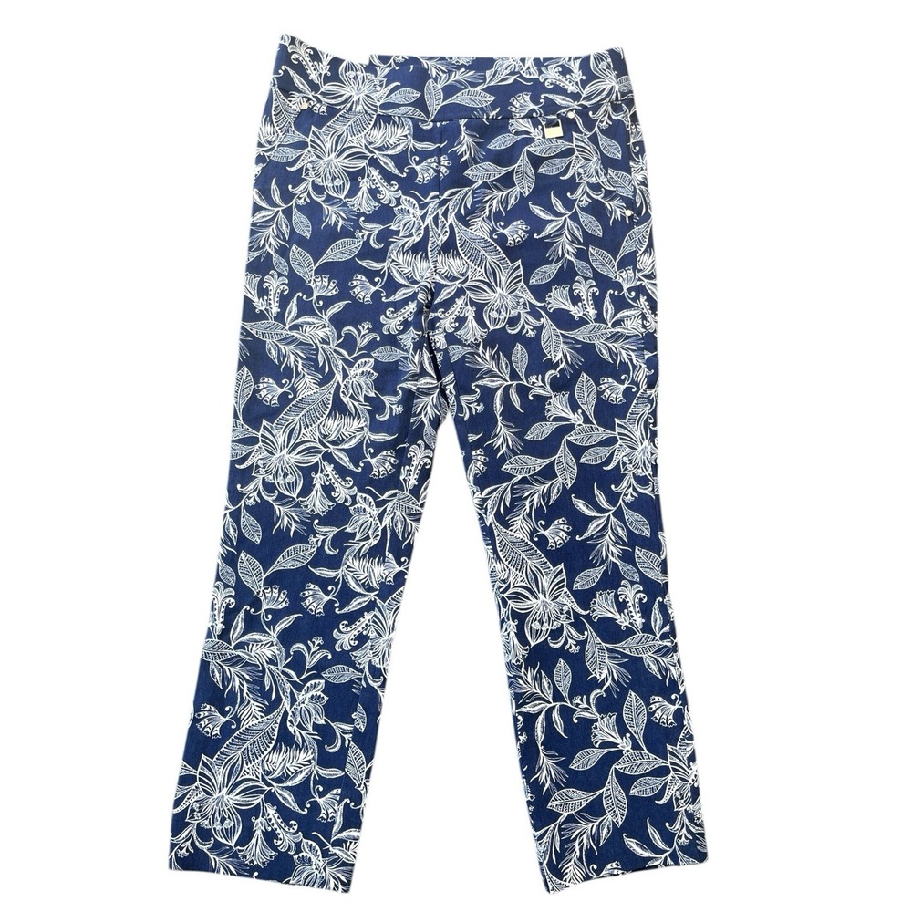 NWT Rafaella‎ Floral Capri  Dress Legging Pants Size 8 Boho Coastal Grandmother